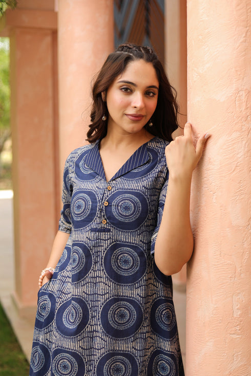 Women Fit & Flare Midi Ethnic Dress